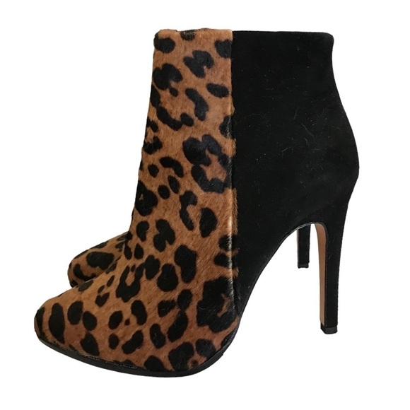 Club Monaco Dyed Calf Hair Leopard Print Booties - Picture 10 of 16